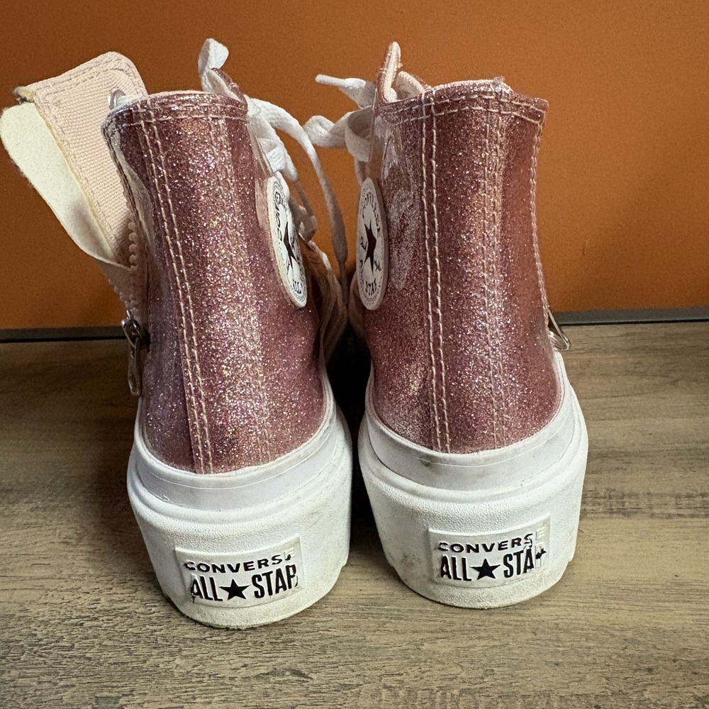 Converse Pink Glitter Platform High-Top Sneakers - Picture 6 of 9